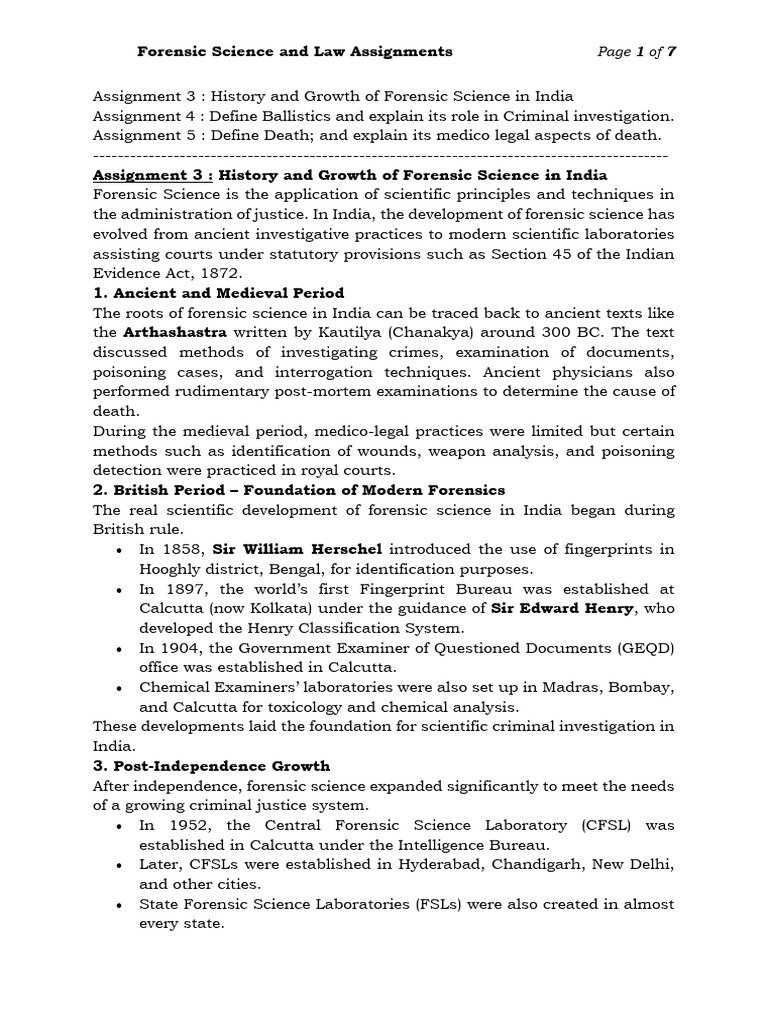 Forensic Secience and Law - Assignment 3, 4 and 5 | PDF | Forensic ...