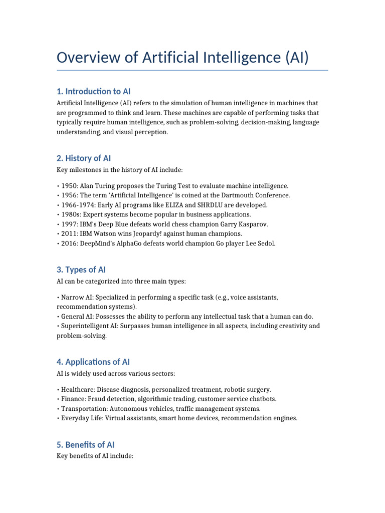 Overview of Artificial Intelligence | PDF