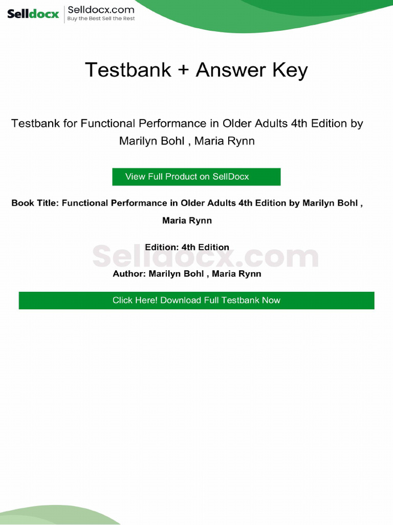 Testbank For Functional Performance in Older Adults 4th Edition by ...