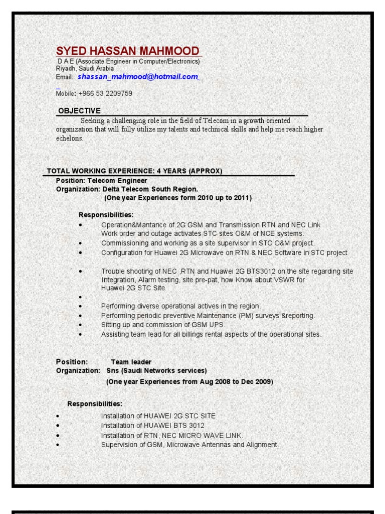 Syed Hassain CV | PDF