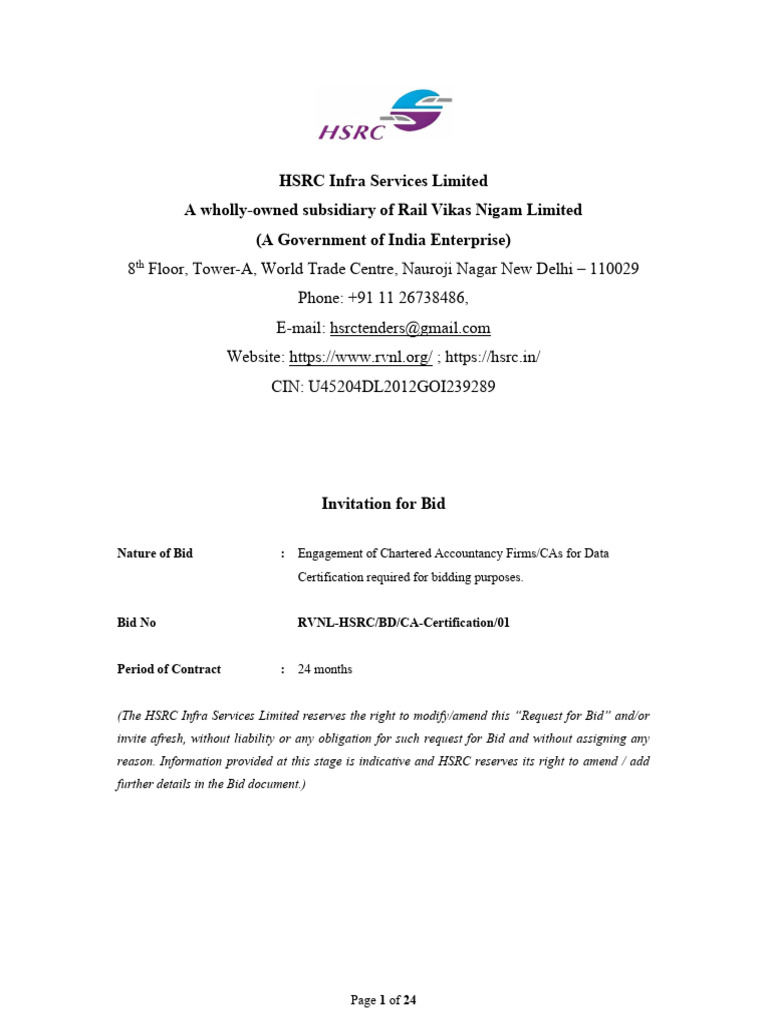 HSRC Tender_2025 | PDF | Taxes | Audit