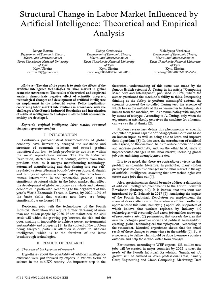 Structural Change in Labor Market Influenced By | PDF | Regression ...