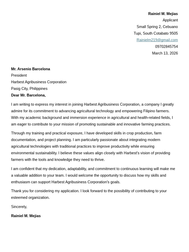 Application Letter | PDF