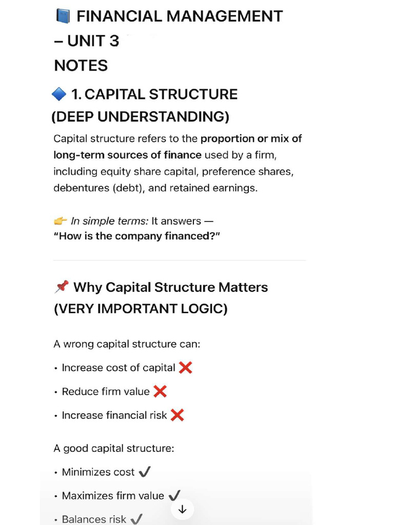 FM - UNIT 3 NOTES | PDF | Capital Structure | Dividend