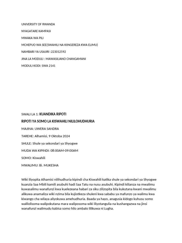 Uandishi ripoti | PDF