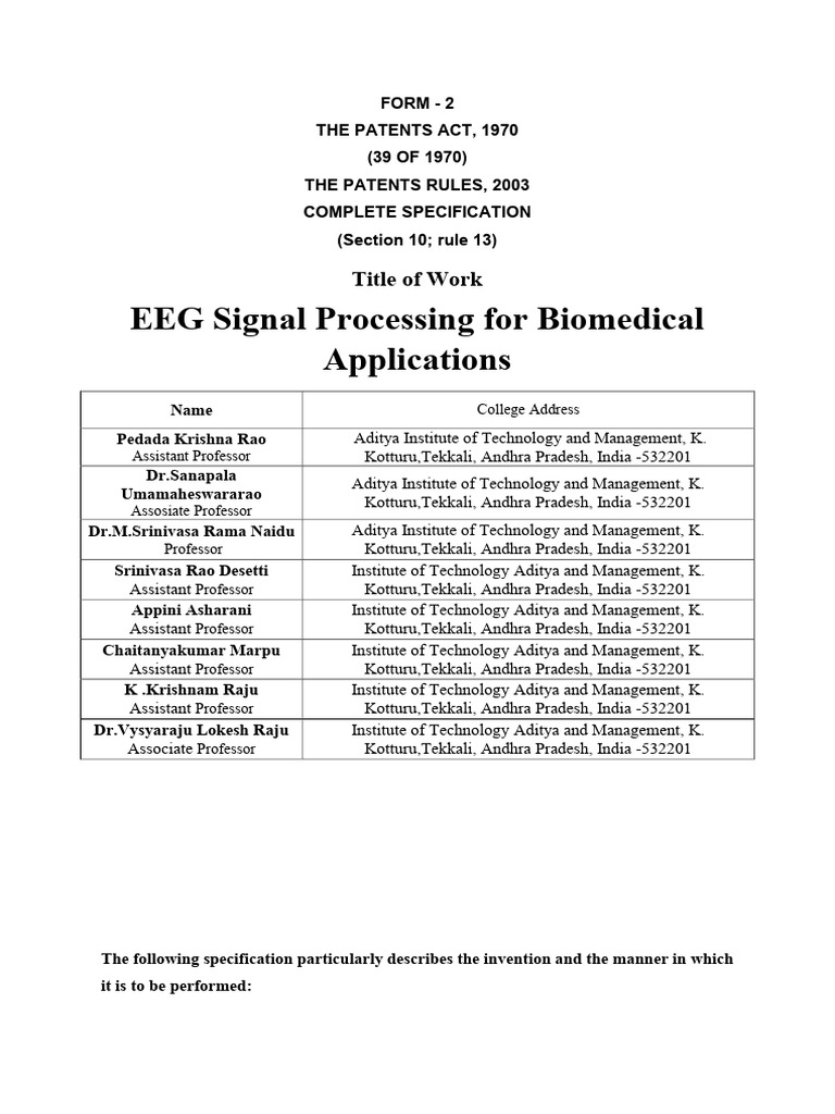 Form 2 EEG Signal Processing for Biomedical Applications | PDF
