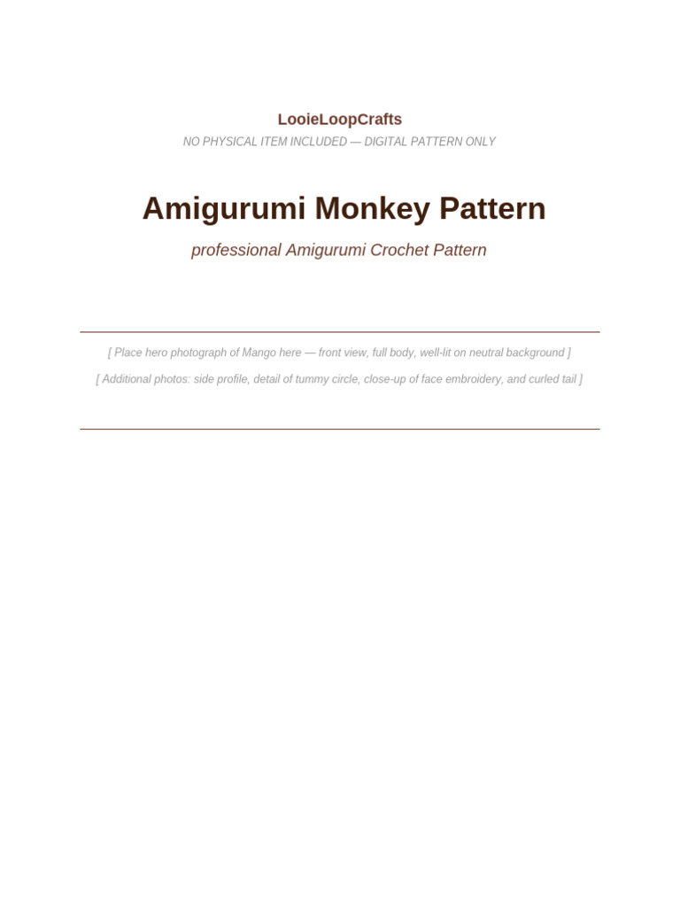 Mango the Monkey Crochet Pattern | PDF | Crochet | Yarn