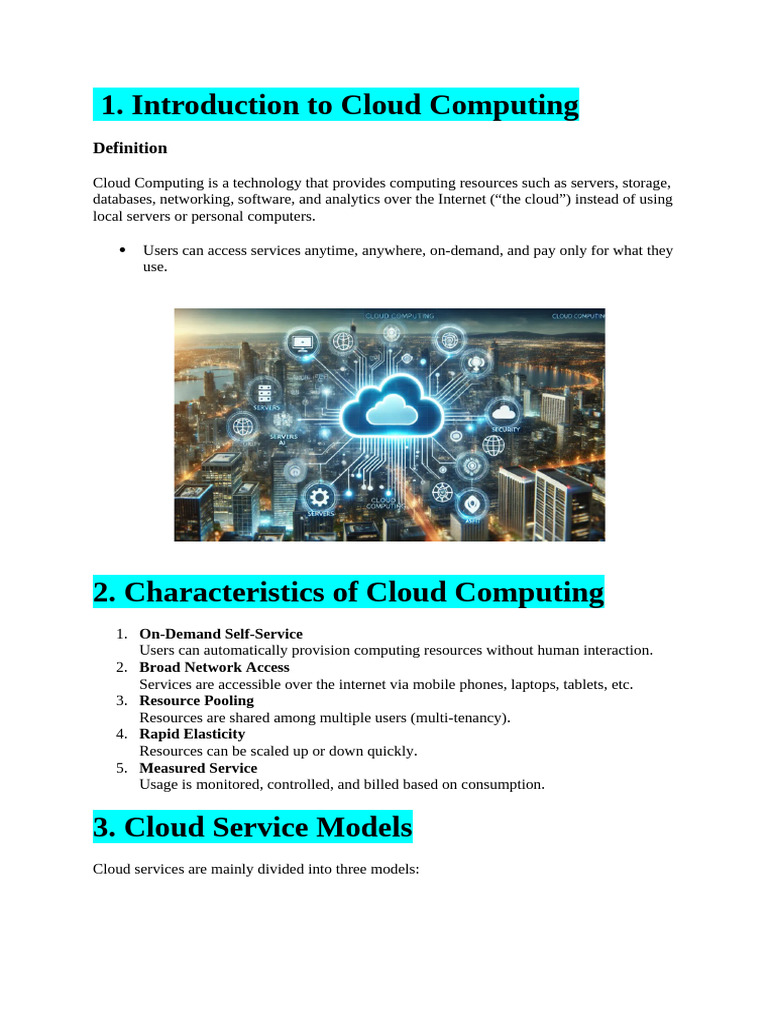BBA CLoud Coumputing Unit -1 | PDF | Cloud Computing | Software As A ...