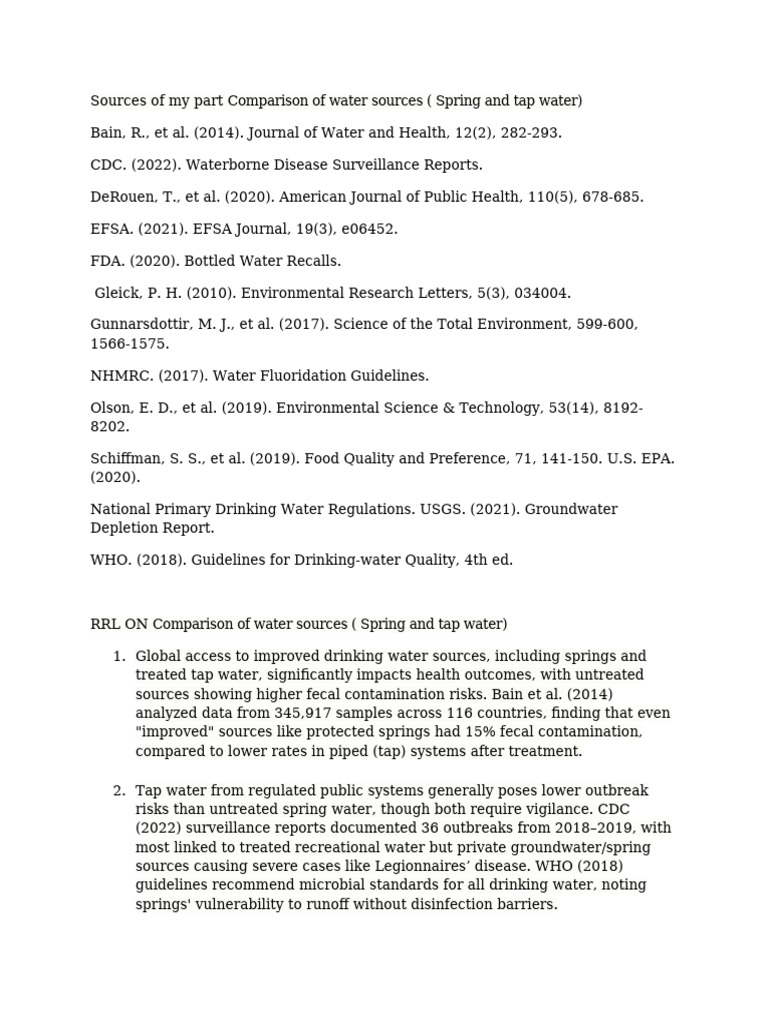 RRL on Comparison of Water Sources 1 | PDF