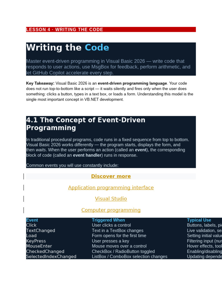 Lesson 4 · Writing the Code | PDF | Computer Engineering | Computer Science
