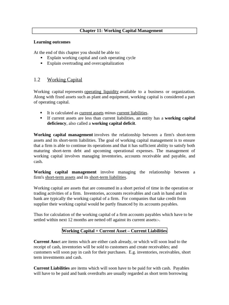Chapter 11 Working Capital Management | PDF | Working Capital ...