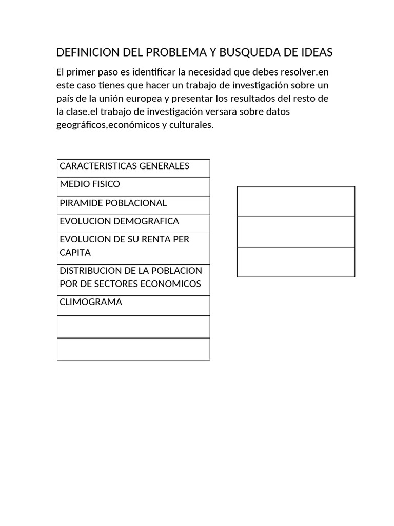 Definicion Del Problema y Busqueda de Ideas | PDF
