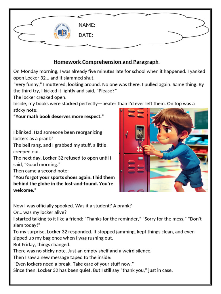 Comprehension and Paragraph Writing Topic | PDF