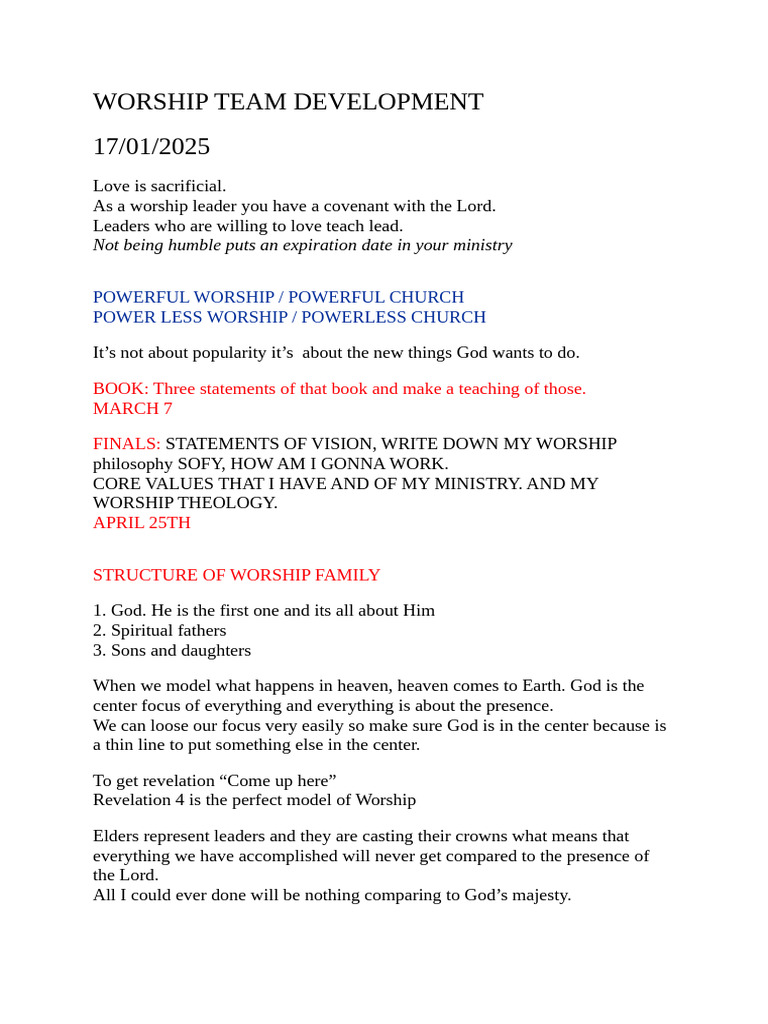 Worship Team Development | PDF | God | Jesus