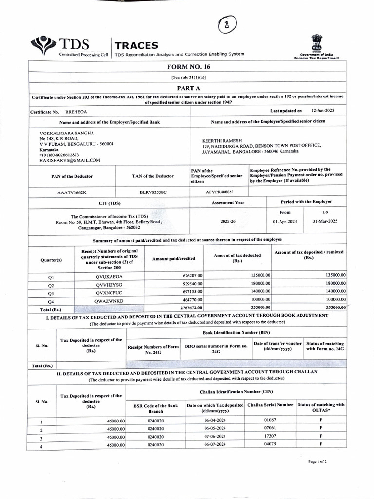 form 16 2024-2025 | PDF | Taxes | Government Finances