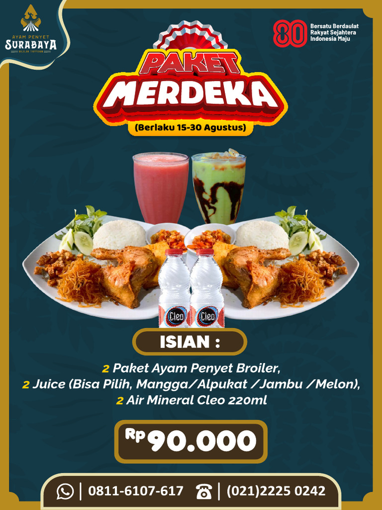 Menu Paket Merdeka - Aps Marsekal Tangerang - Aug25 | PDF