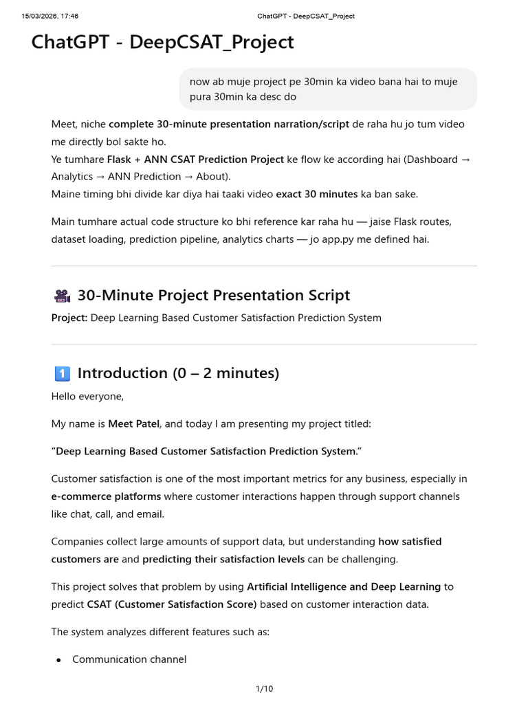 ChatGPT - DeepCSAT - Project | PDF | Customer Satisfaction | Machine ...