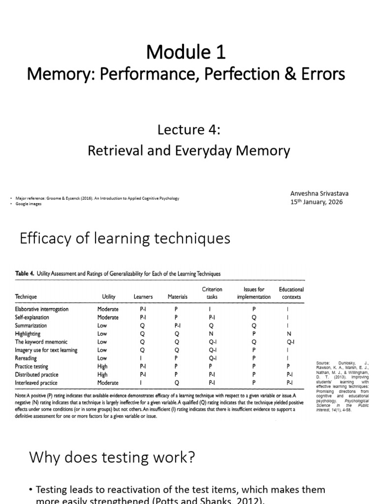 Lecture 4 | PDF | Recall (Memory) | Memory