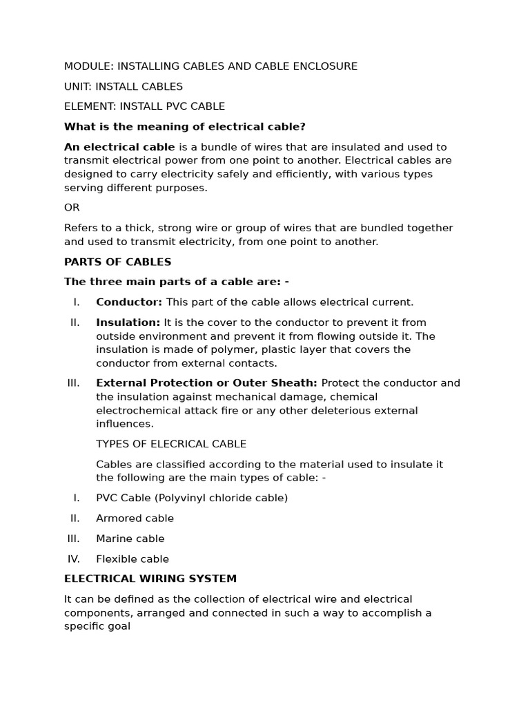 Installing Cable and Cable Inclosure | PDF
