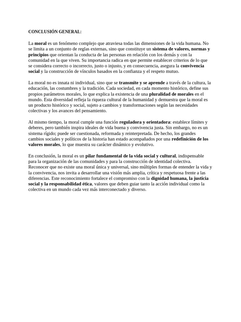 Conclusión General de Moral | PDF