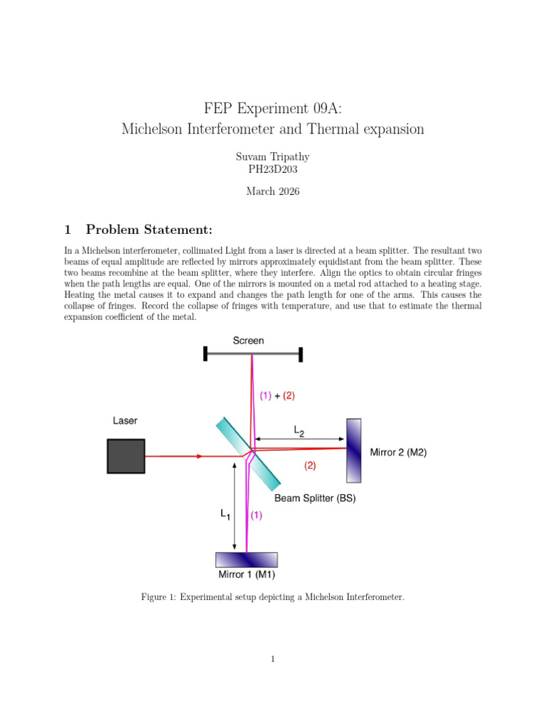 FEP Experiment 09A Michelson Interferometer and Thermal Expansion | PDF ...