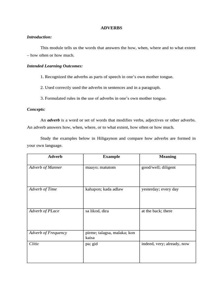 Adverbs | PDF