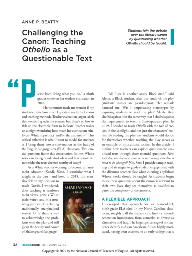 Teaching Othello | PDF | Othello | Racism