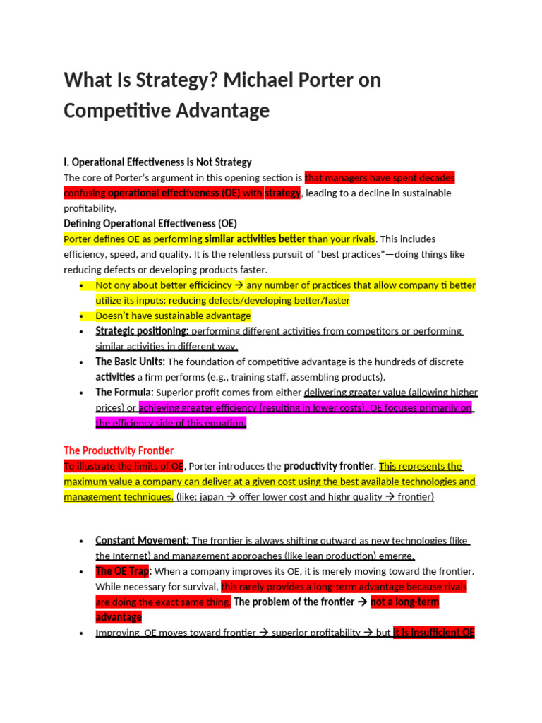 What Is Strategy- Michael Porter on Competitive Advantage | PDF ...