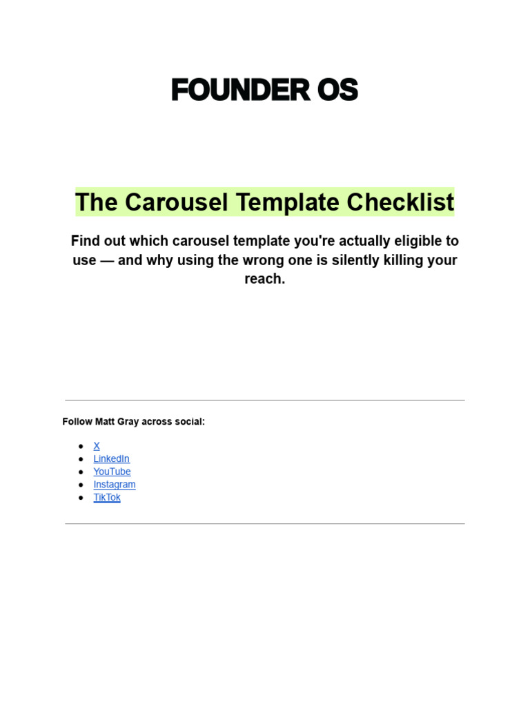 Copy of (Make a Copy) Carousel Template Checklist | PDF