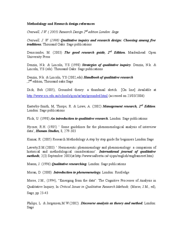 Research Design and Methodology References | PDF