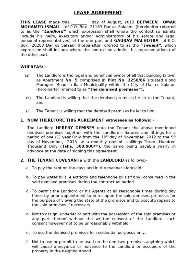 Lease Agreement | PDF | Lease | Leasehold Estate
