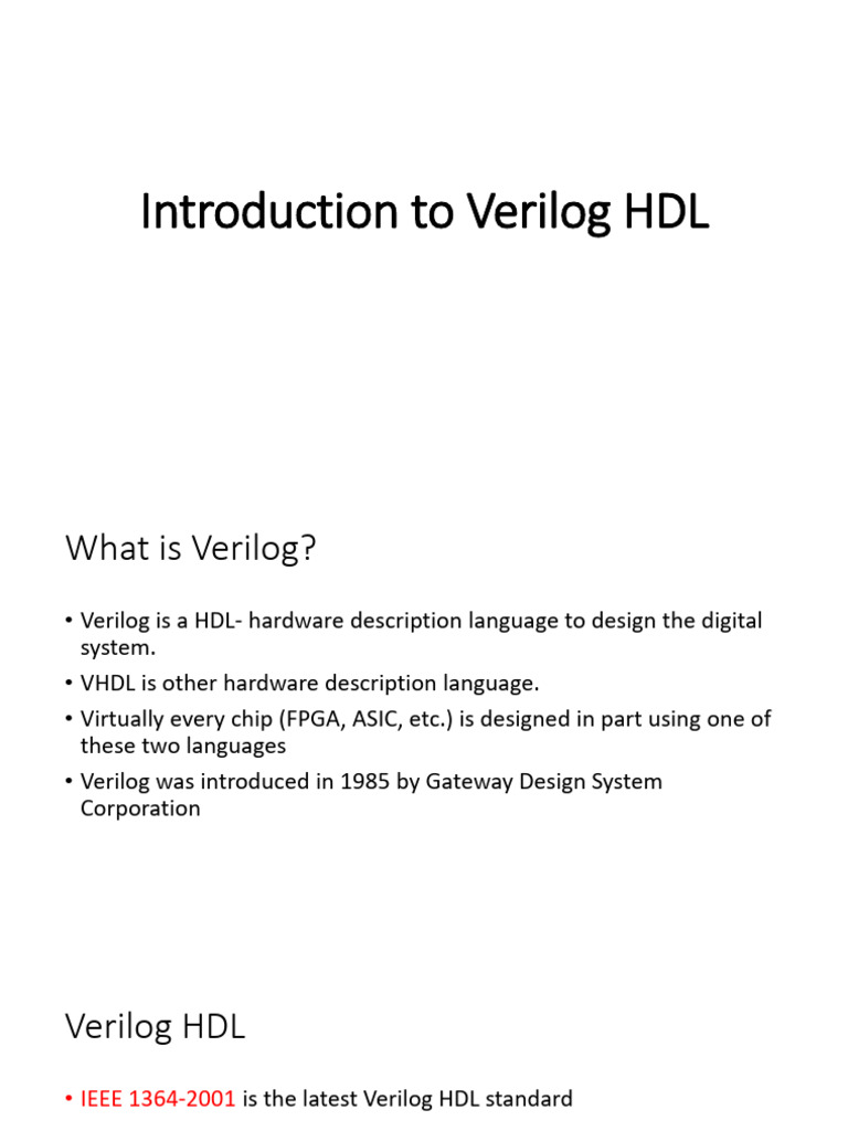 Verilog-Introduction (1) (1) | PDF | Logic Gate | Hardware Description ...
