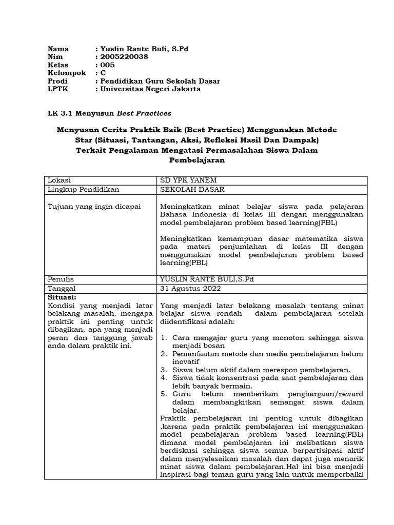 Lk 3.1 Best Practices_yuslin Rante Buli | PDF