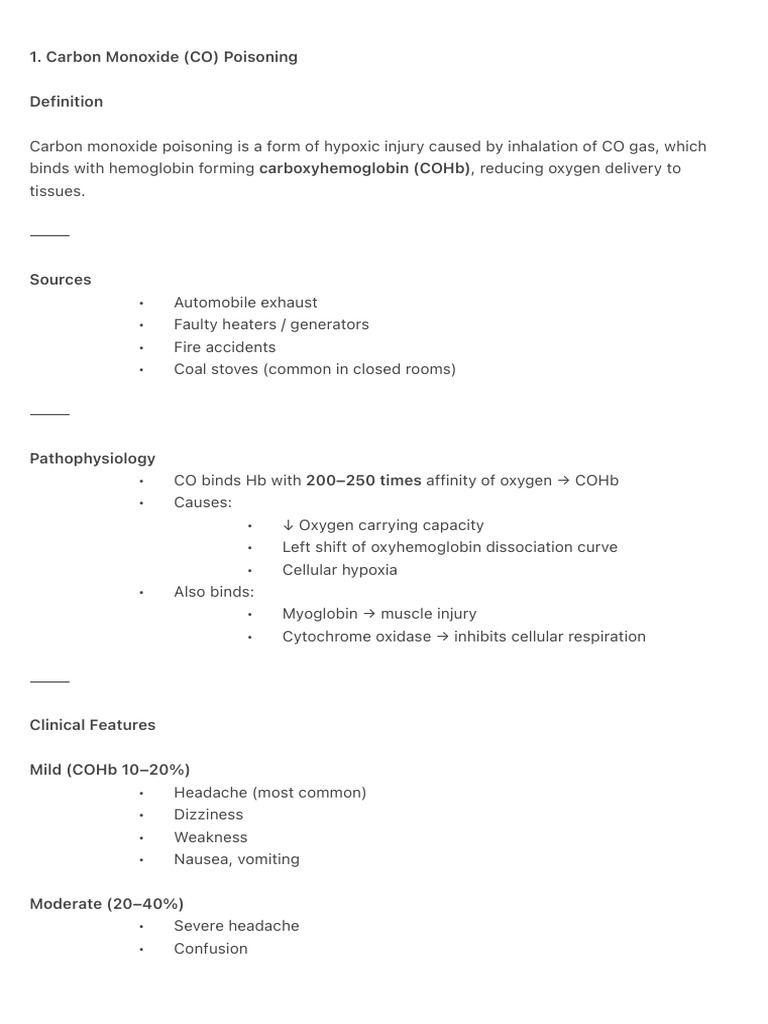 1. Carbon Monoxide (CO) Poisoning | PDF | Diabetes | Creatinine