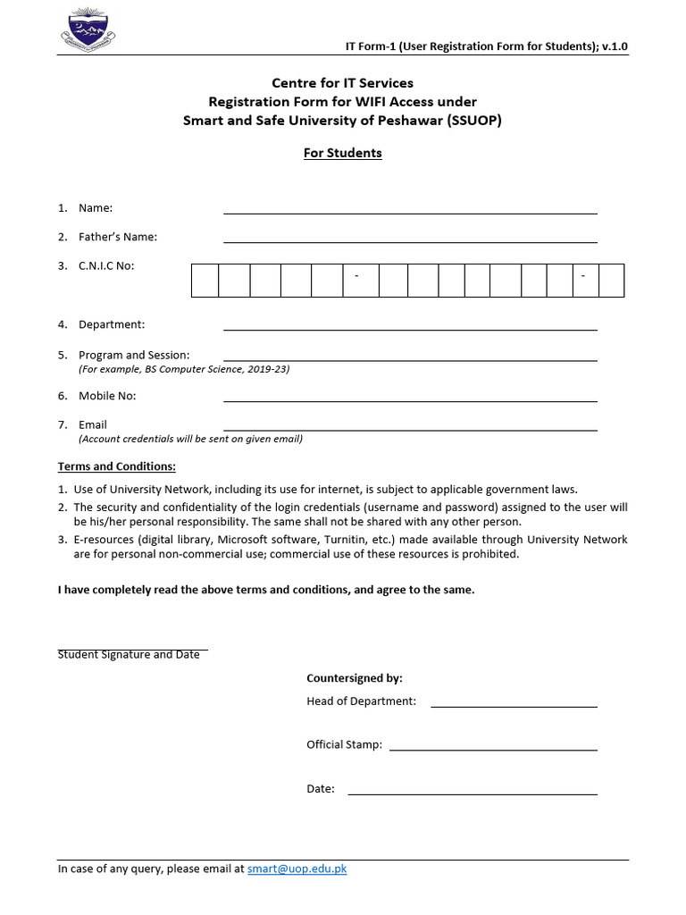 Registration Form for WIFI Access | PDF
