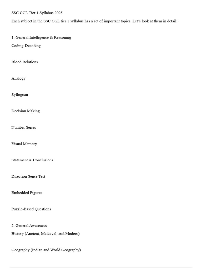 CGL Syllabus | PDF | Statistics | Algebra