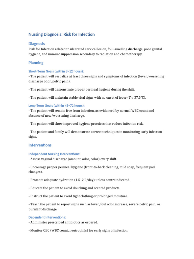 Nursing Diagnosis Infection | PDF