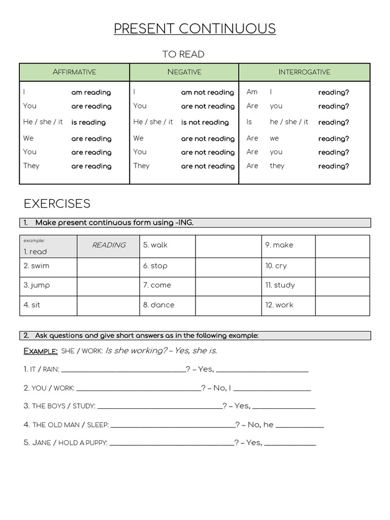 Present Continuous Grammar Drills Grammar Guides 11187 | PDF | Chess ...