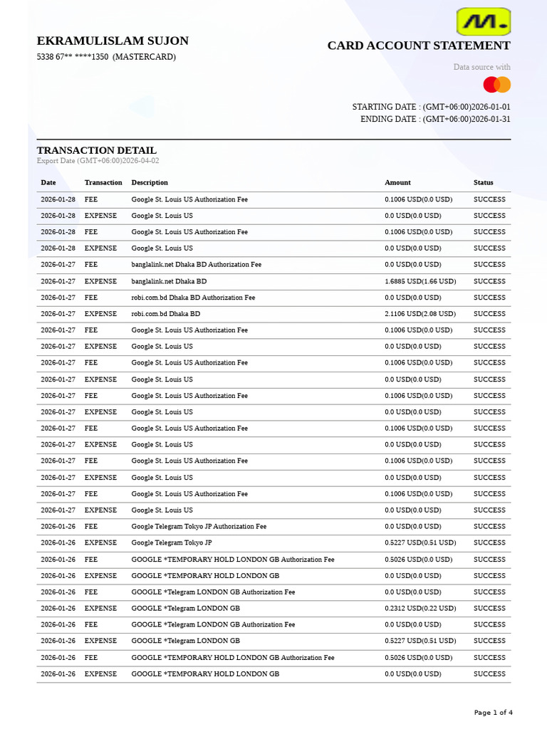 1350 Card Statement | PDF