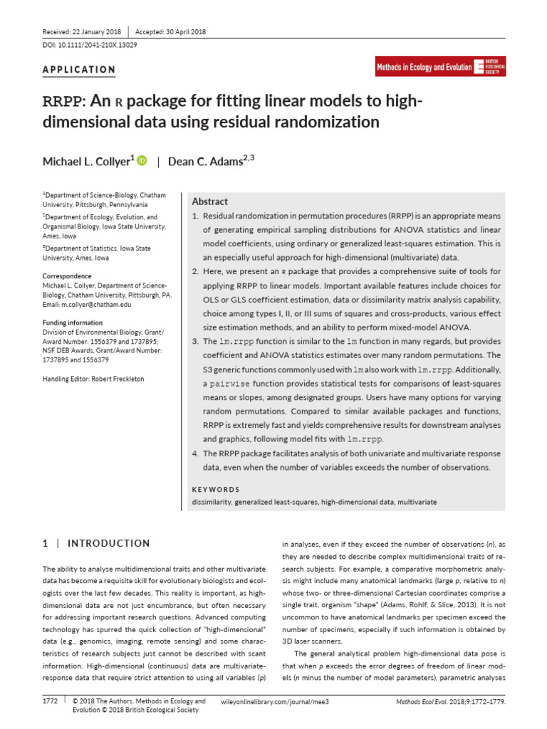 An r Package for Fitting Linear Models to Highdimensional Data Using ...