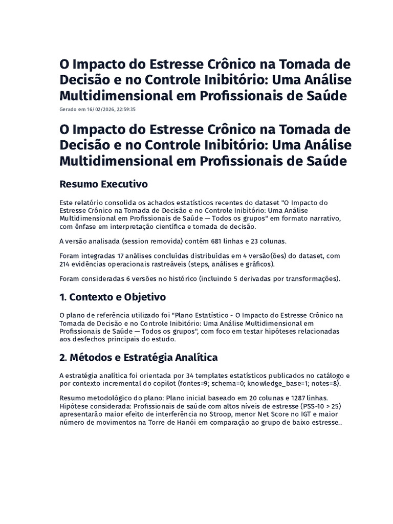 O Impacto Do Estresse Crônico Na Tomada de Decisão e No Controle ...