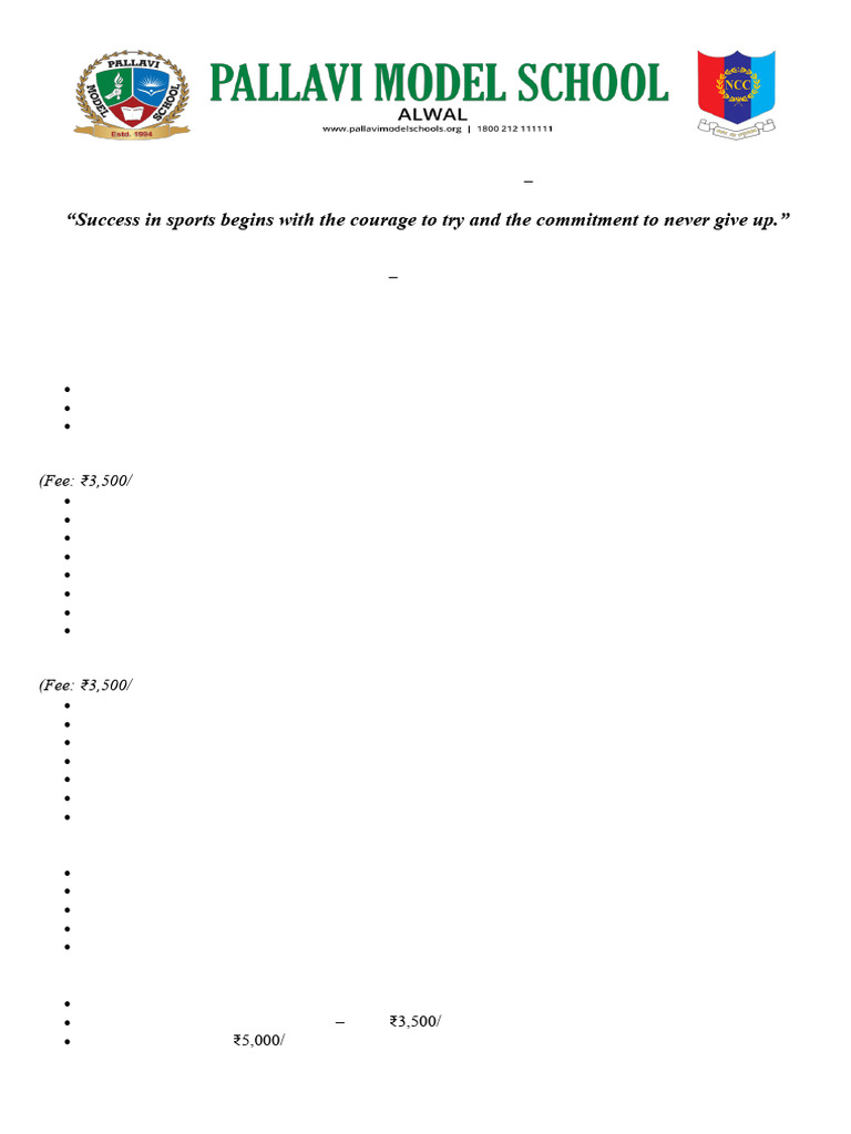 Summer Camp Circular - PMS Alwal | PDF