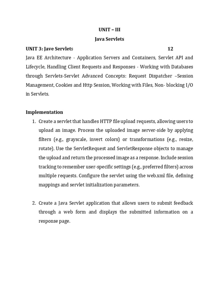 Unit 3 - Servlets | PDF | Http Cookie | Databases