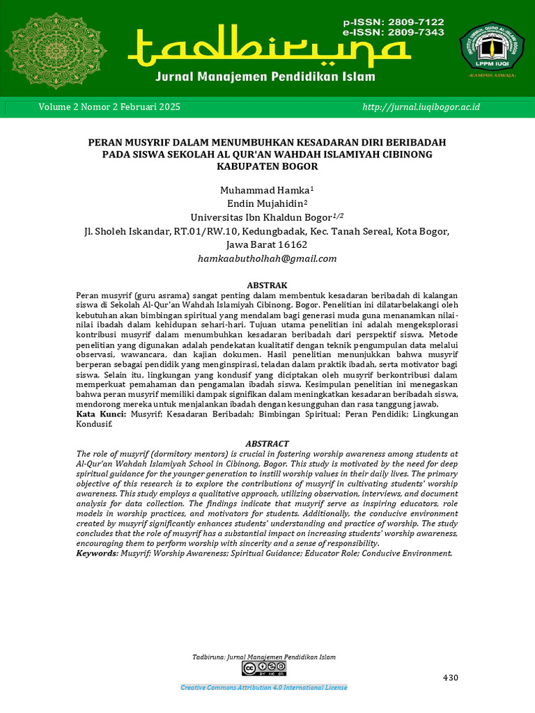PERAN MUSYRIF | PDF