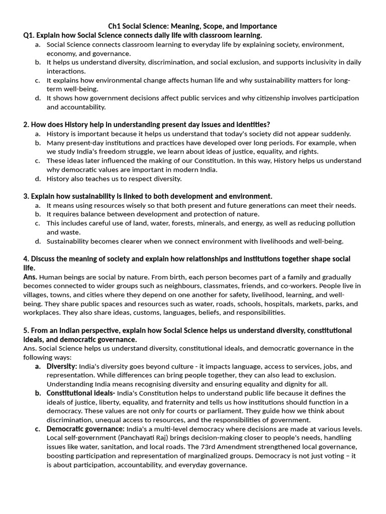 9th Sst Ch1 Qans | PDF | Democracy | Political Ideologies