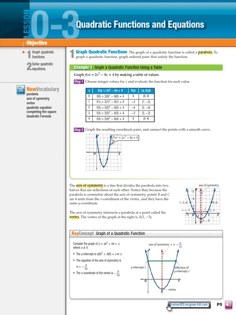 04 Lesson 0-3 Quadratic Functions | PDF | Quadratic Equation | Discrete ...
