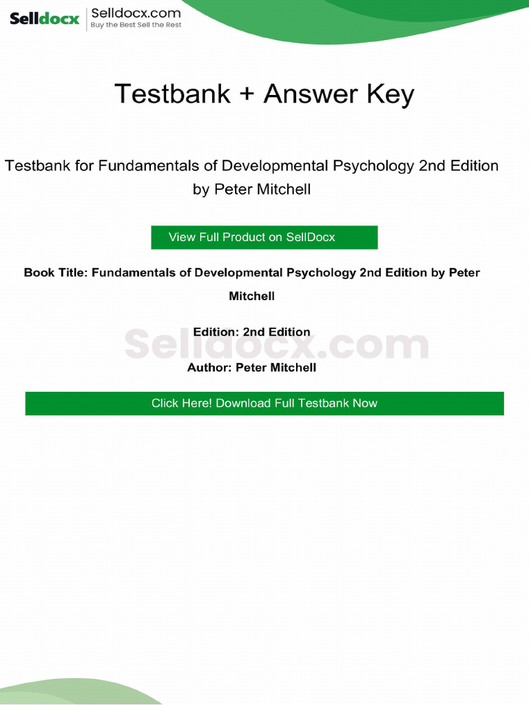 Testbank for Fundamentals of Developmental Psychology 2nd Edition by ...