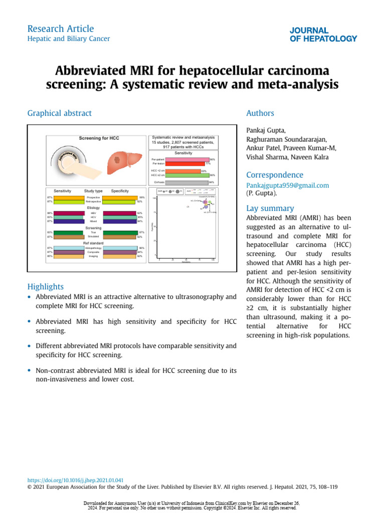 2021 JHep Gupta Meta-Analysis AMRI HCC | PDF | Medical Specialties ...