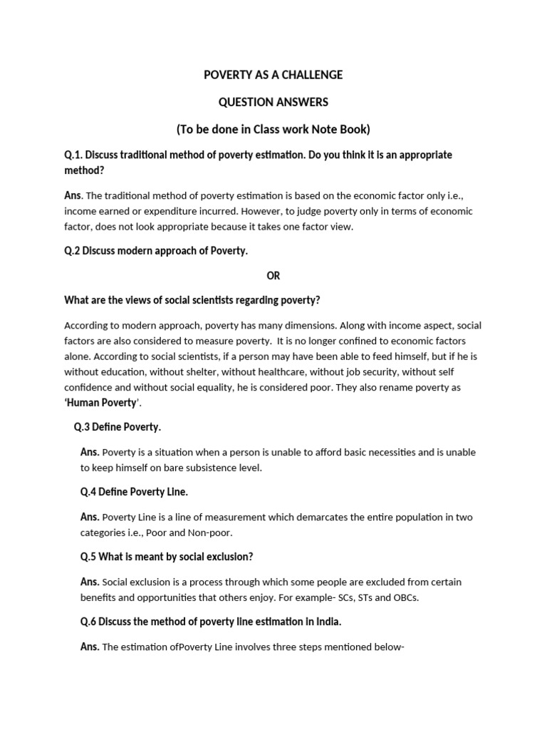 1764571829544 POVERTY Question Answers | PDF | Poverty | Poverty ...