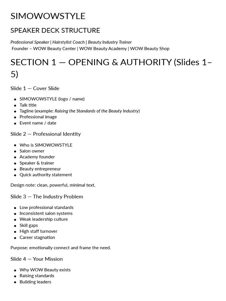 Ready-To-Design Speaker Deck Structure (Slide by Slide) | PDF | Brand ...